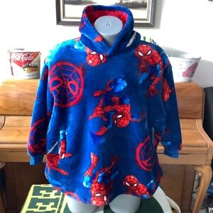 Marvel SPIDER-MAN Boys FLEECE BLANKET HOODIE Oversized Size 4-10 Fits Most